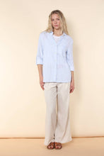 Load image into Gallery viewer, Light Blue &amp; White Stripe Button Down Top

