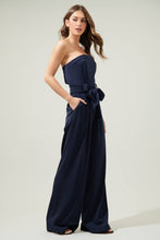 Load image into Gallery viewer, Lappel Tube Top Wide Leg Jumpsuit in Navy
