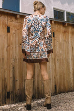 Load image into Gallery viewer, Border Print Mini Dress in Ivory Brown Combo

