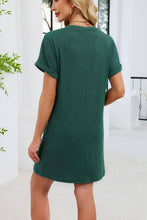 Load image into Gallery viewer, Hailey Henley Knit T-Shirt Dress in Green
