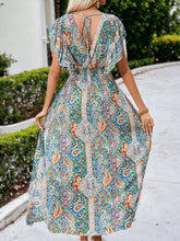 Load image into Gallery viewer, Floral Chiffon Ruffle Sleeve Dress in Green Multi

