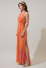 Load image into Gallery viewer, Kaci Floral Magic Moment Halter Jumpsuit in Orange
