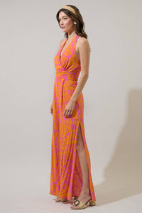 Kaci Floral Magic Moment Halter Jumpsuit in Orange