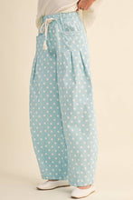 Load image into Gallery viewer, Polka Dot Pleated Barrel Pants in Sky Blue
