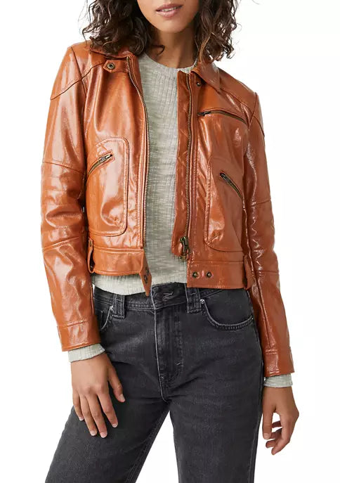Josie Vegan Leather Bomber Jacket