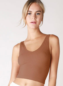 V-Neck Ribbed Crop Tank