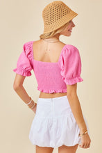 Load image into Gallery viewer, Puff Sleeve Tie Front Gauze Top
